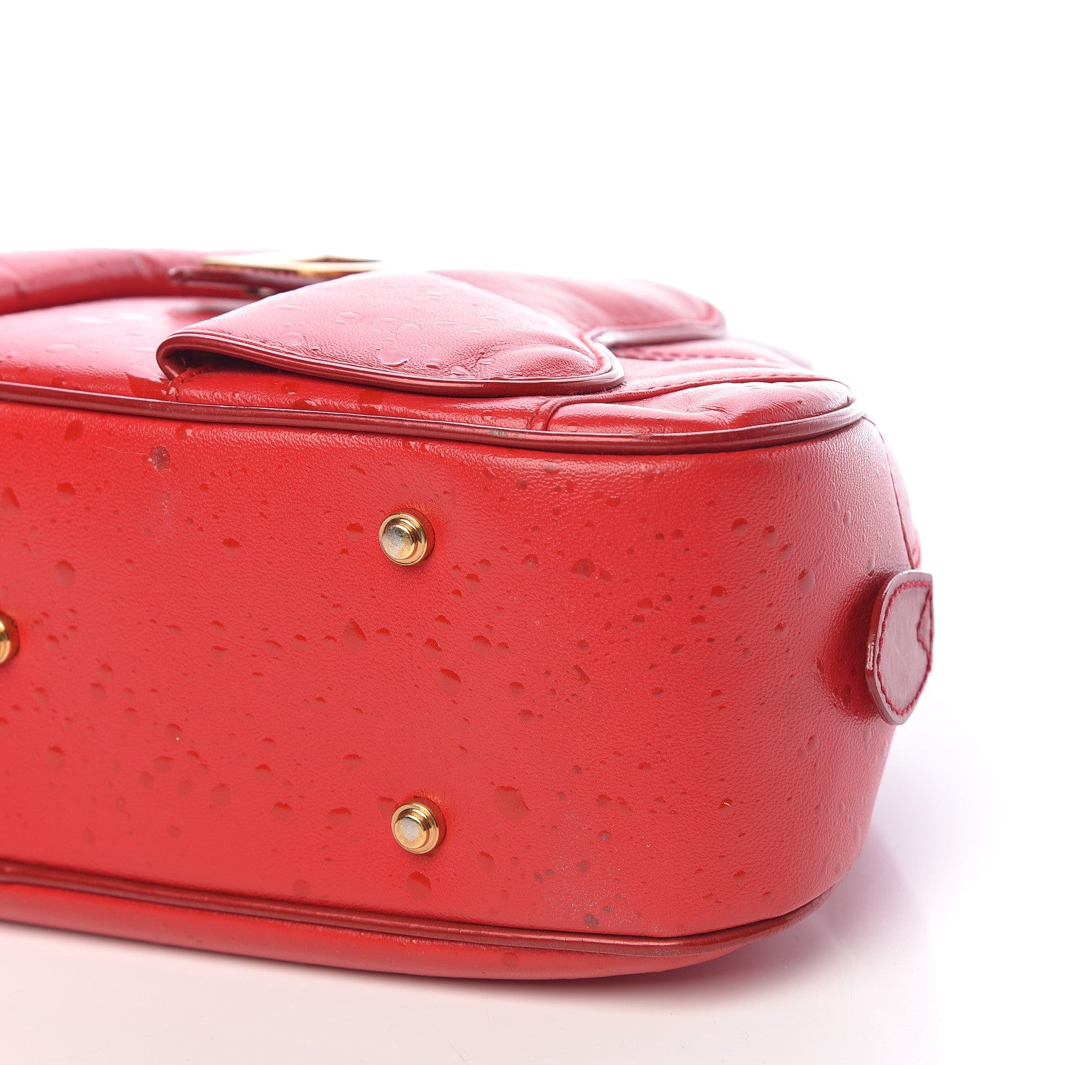 Christian Dior Calfskin Mini Splashed Saddle Bowler Red 6 of 14