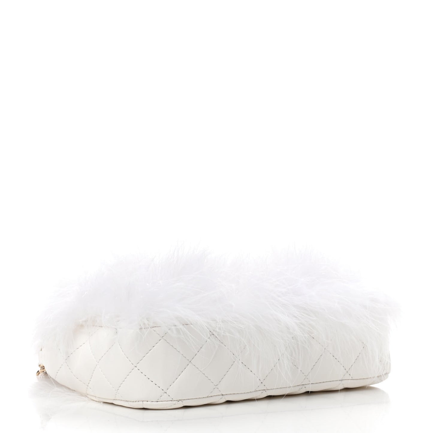 Feathers Lambskin Quilted Flap White