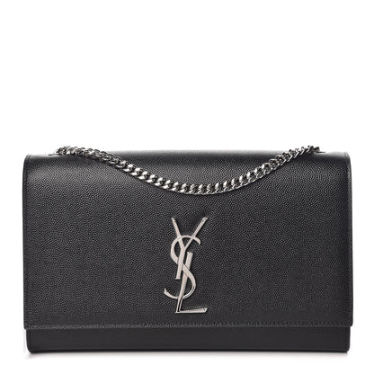 Saint Laurent Grain De Poudre Medium Classic Monogram Kate Satchel Black 1 of 9