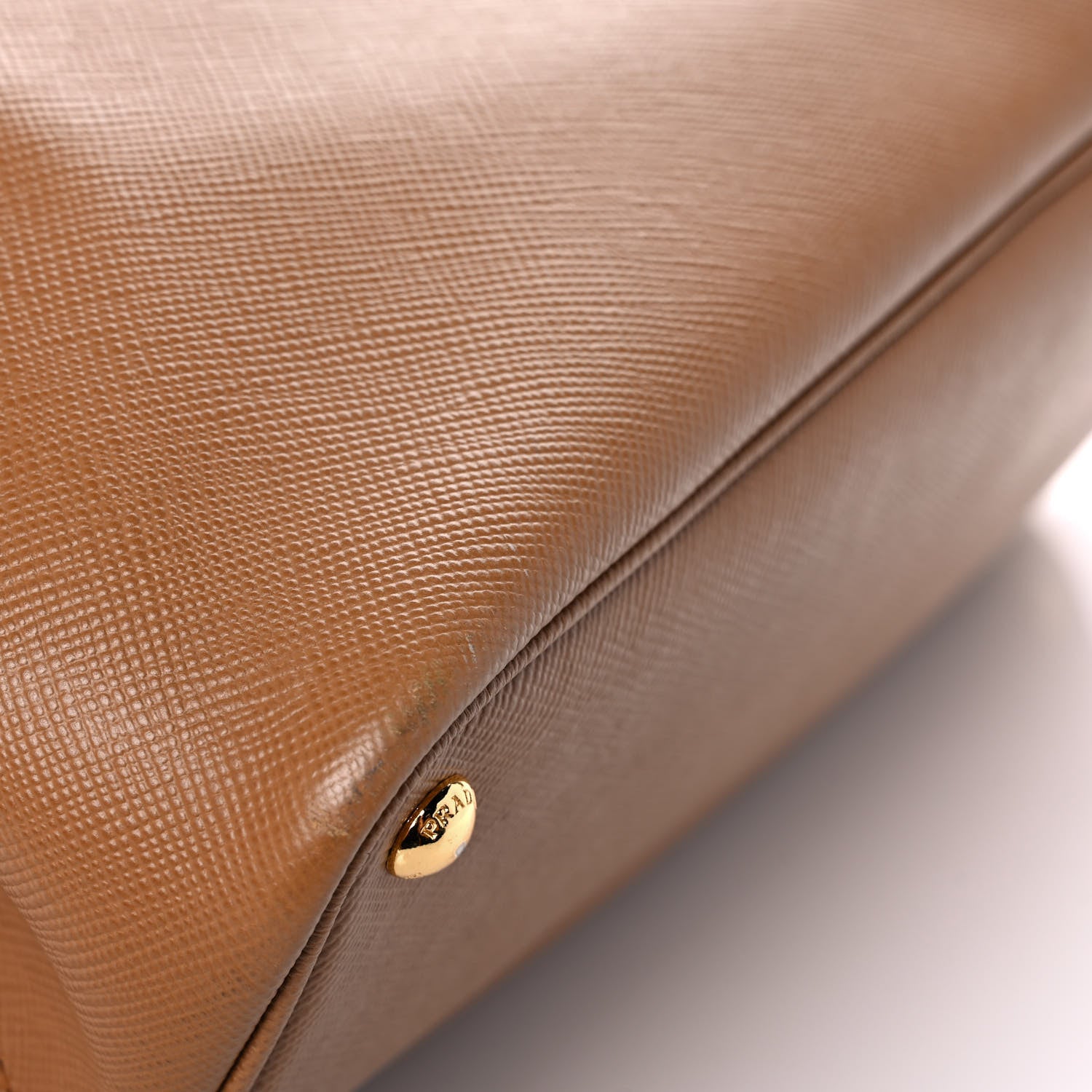 Prada Saffiano Cuir Medium Double Handle Bag Caramel Fuoco 10 of 14