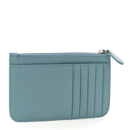 Balenciaga Grained Calfskin Logo Large Cash Long Coin Card Holder Blue Grey White 3 of 10