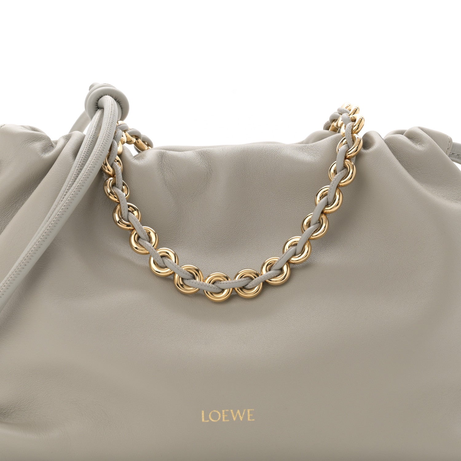 Loewe Mellow Nappa Donut Chain Medium Flamenco Knot Clutch Shell Grey 8 of 10