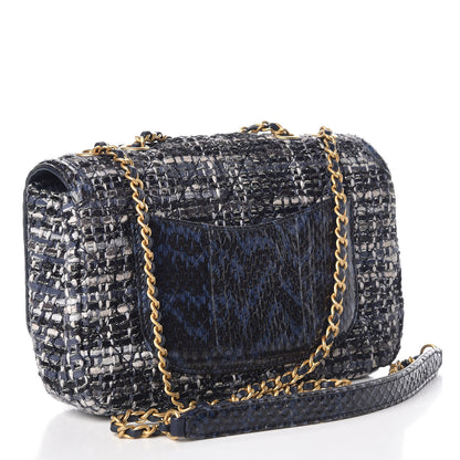 Chanel Tweed Snakeskin Quilted Small CC Filigree Flap Multicolor 3 of 14