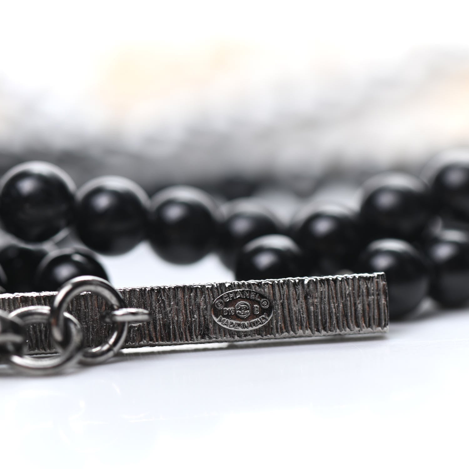 Chanel Graduated Pearl CC Multi Strand Short Necklace Ruthenium Grey Black 4 of 5
