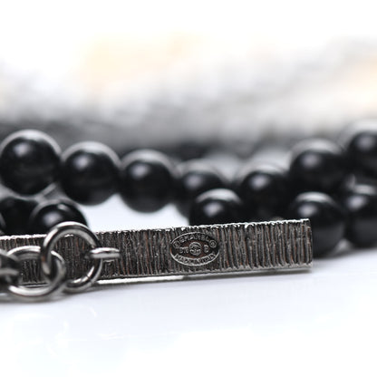 Chanel Graduated Pearl CC Multi Strand Short Necklace Ruthenium Grey Black 4 of 5
