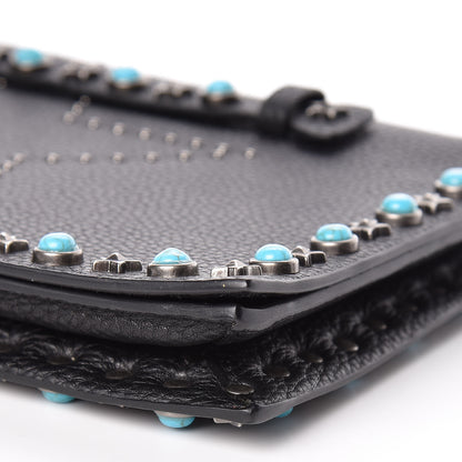 Valentino Garavani Pebbled Calfskin Star Rockstud Rolling Wristlet Clutch Black 6 of 9
