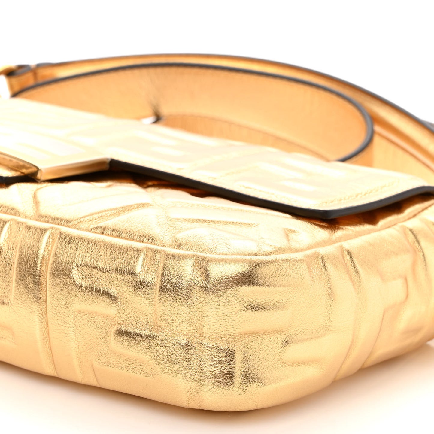Vitello Catalan Mirror FF 1974 Embossed Baguette Gold