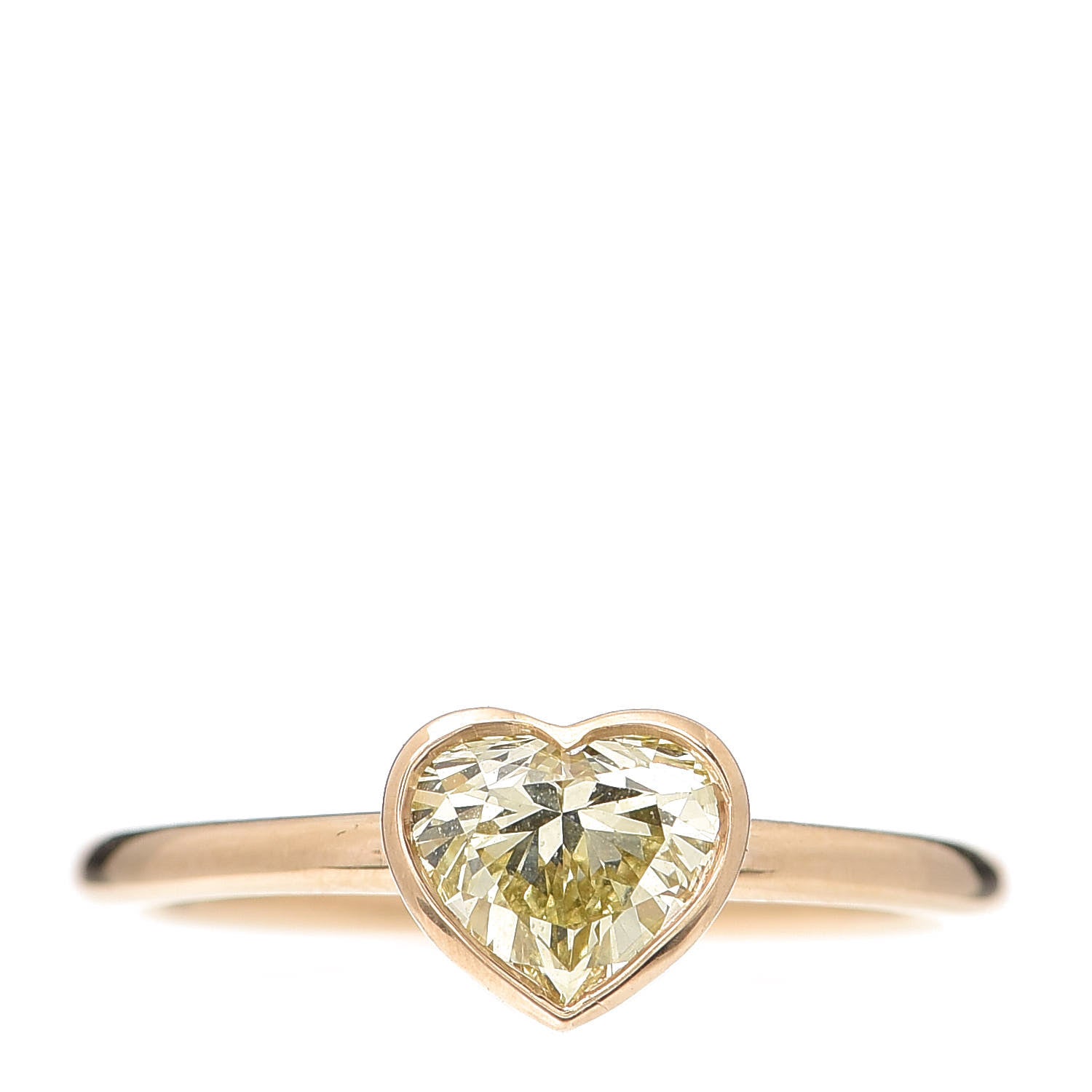 Tiffany 18K Rose Gold Fancy Light Yellow Diamond Bezet Heart Ring 55 7.25 1 of 5