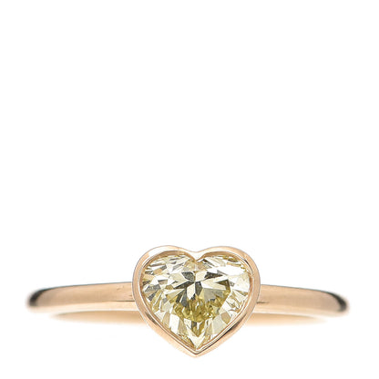 Tiffany 18K Rose Gold Fancy Light Yellow Diamond Bezet Heart Ring 55 7.25 1 of 5