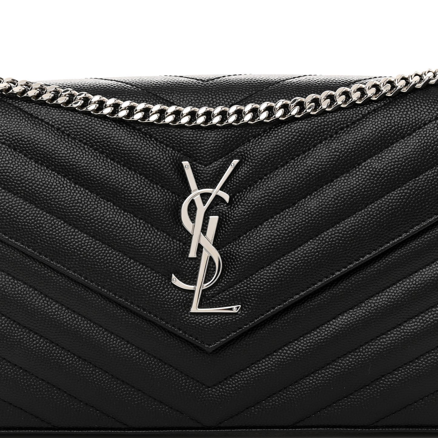 Grain De Poudre Matelasse Chevron Monogram Chain Wallet Black