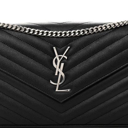 Saint Laurent Grain De Poudre Matelasse Chevron Monogram Chain Wallet Black 7 of 9