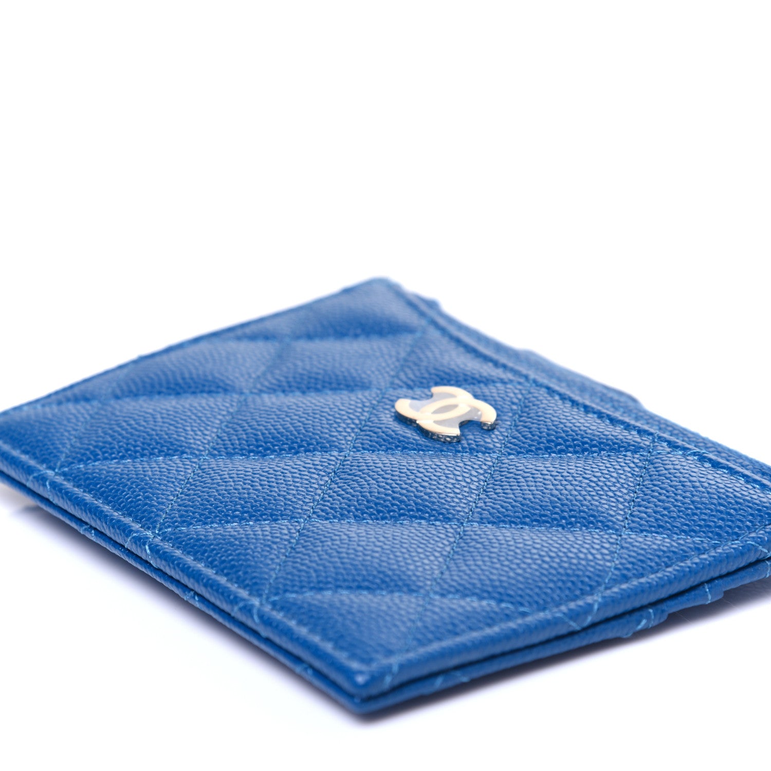 Chanel Caviar Quilted CC Zip Card Holder Blue 6 of 10