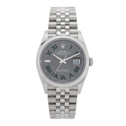 Rolex Stainless Steel 36mm Oyster Perpetual Wimbledon Datejust Watch Slate 126200 1 of 5