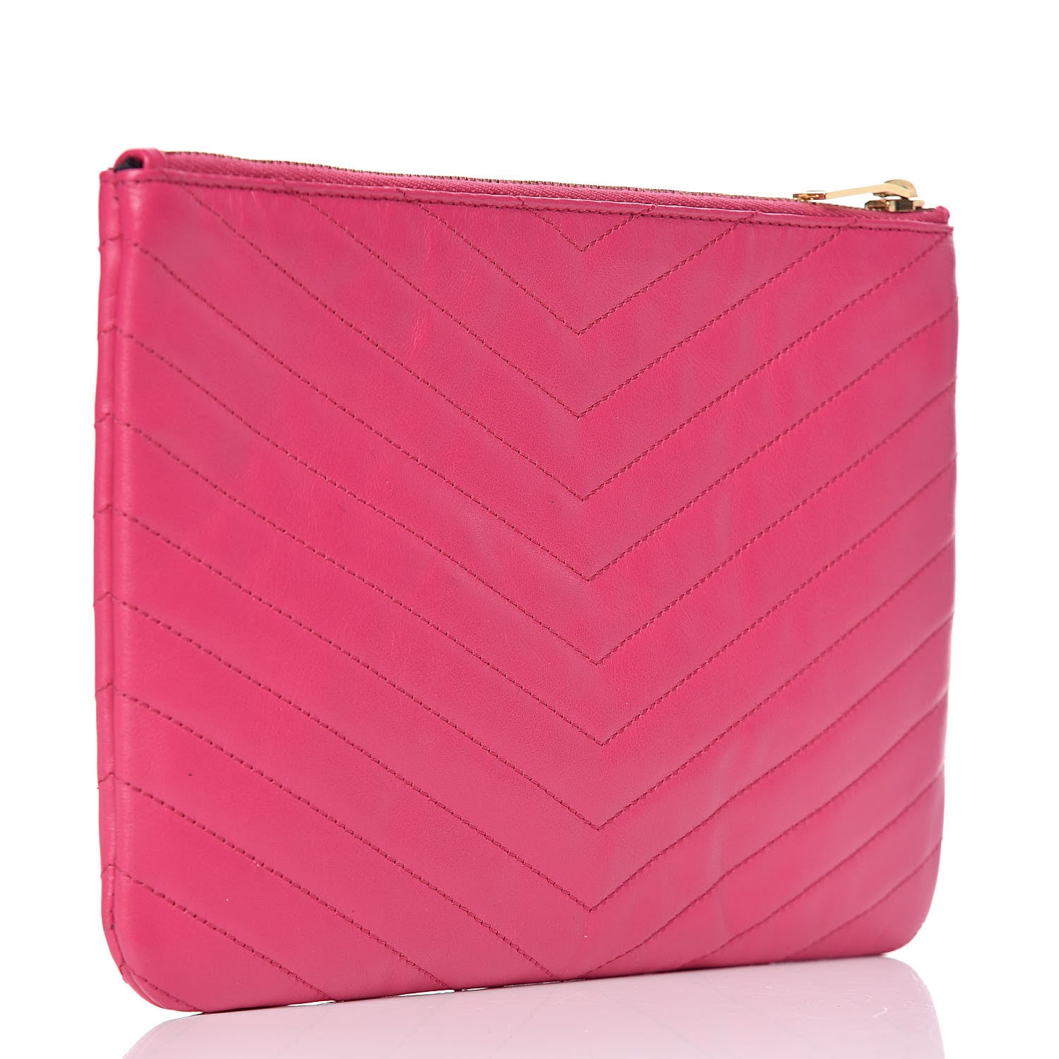 Saint Laurent Calfskin Matelasse Chevron Monogram A5 Wristlet Bubblegum 3 of 10