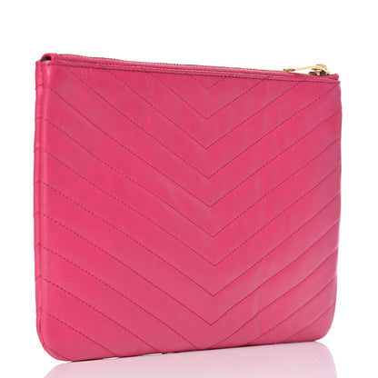 Saint Laurent Calfskin Matelasse Chevron Monogram A5 Wristlet Bubblegum 3 of 10
