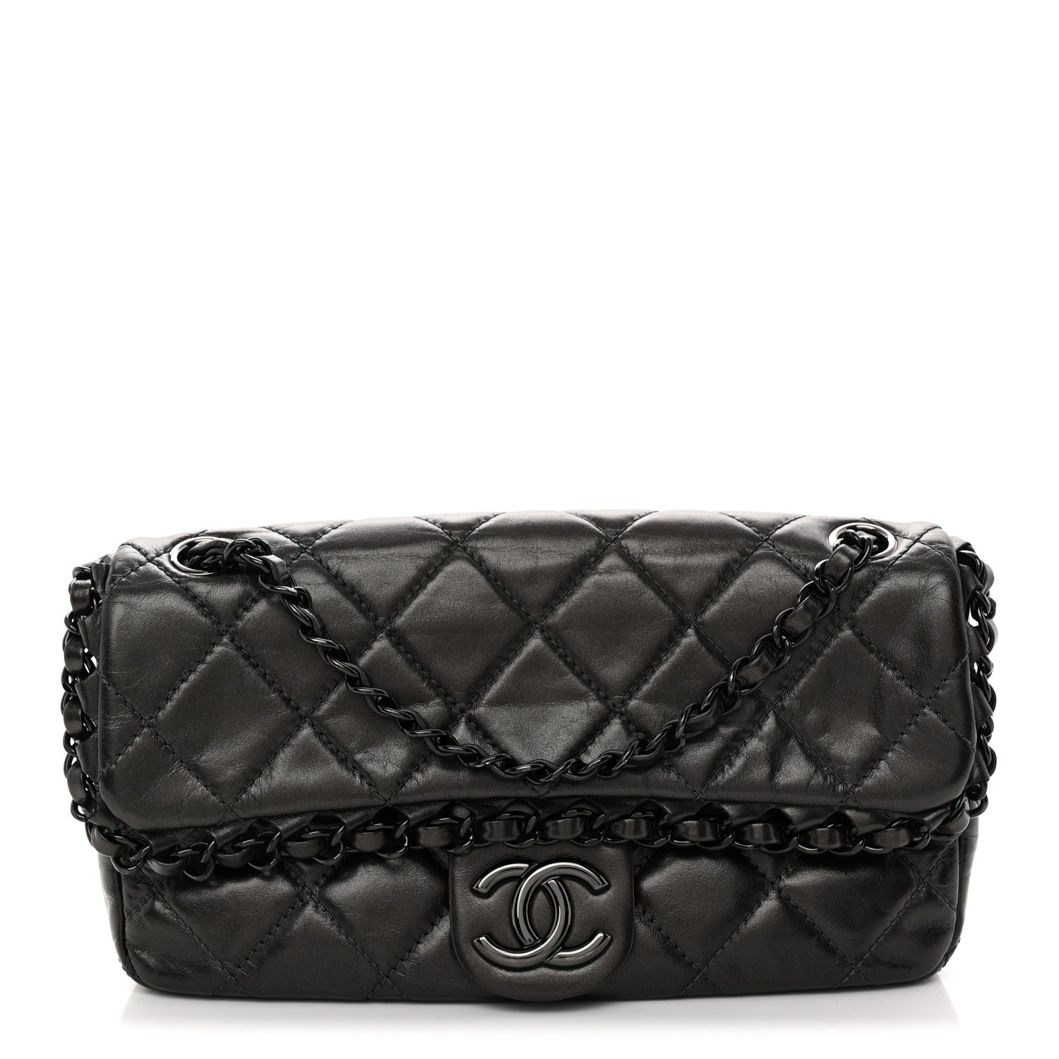 Chanel Metallic Calfskin Quilted Chain All Over Flap Bag Grey 1 of 10