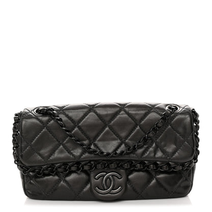 Chanel Metallic Calfskin Quilted Chain All Over Flap Bag Grey 1 of 10