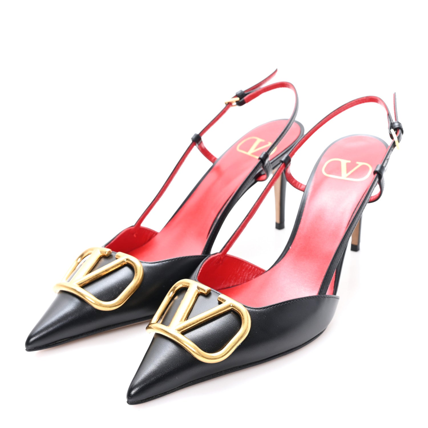 Valentino Garavani Calfskin Vlogo Slingback 80mm Pumps 37 Black 4 of 9
