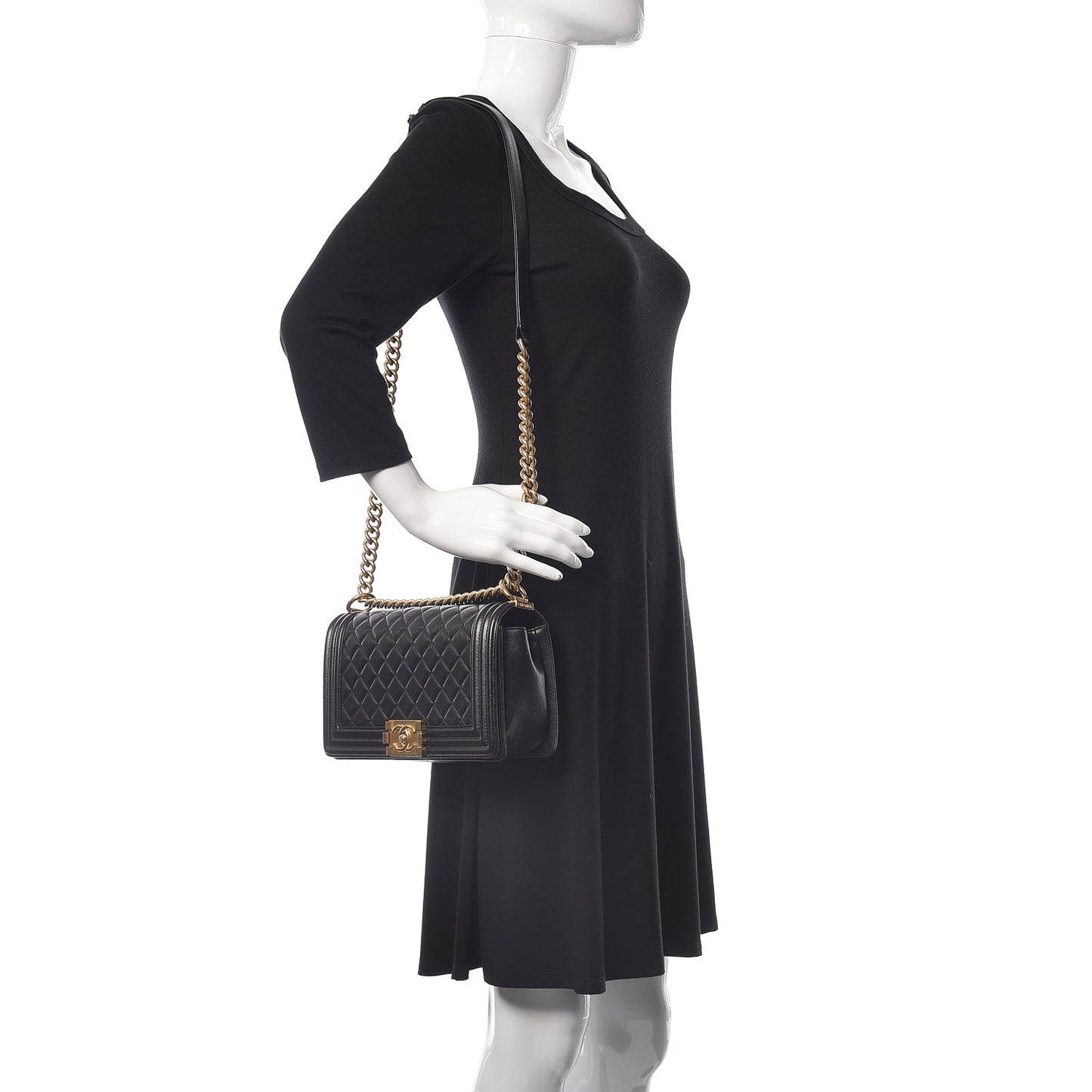 Calfskin Quilted Medium Boy Flap Black