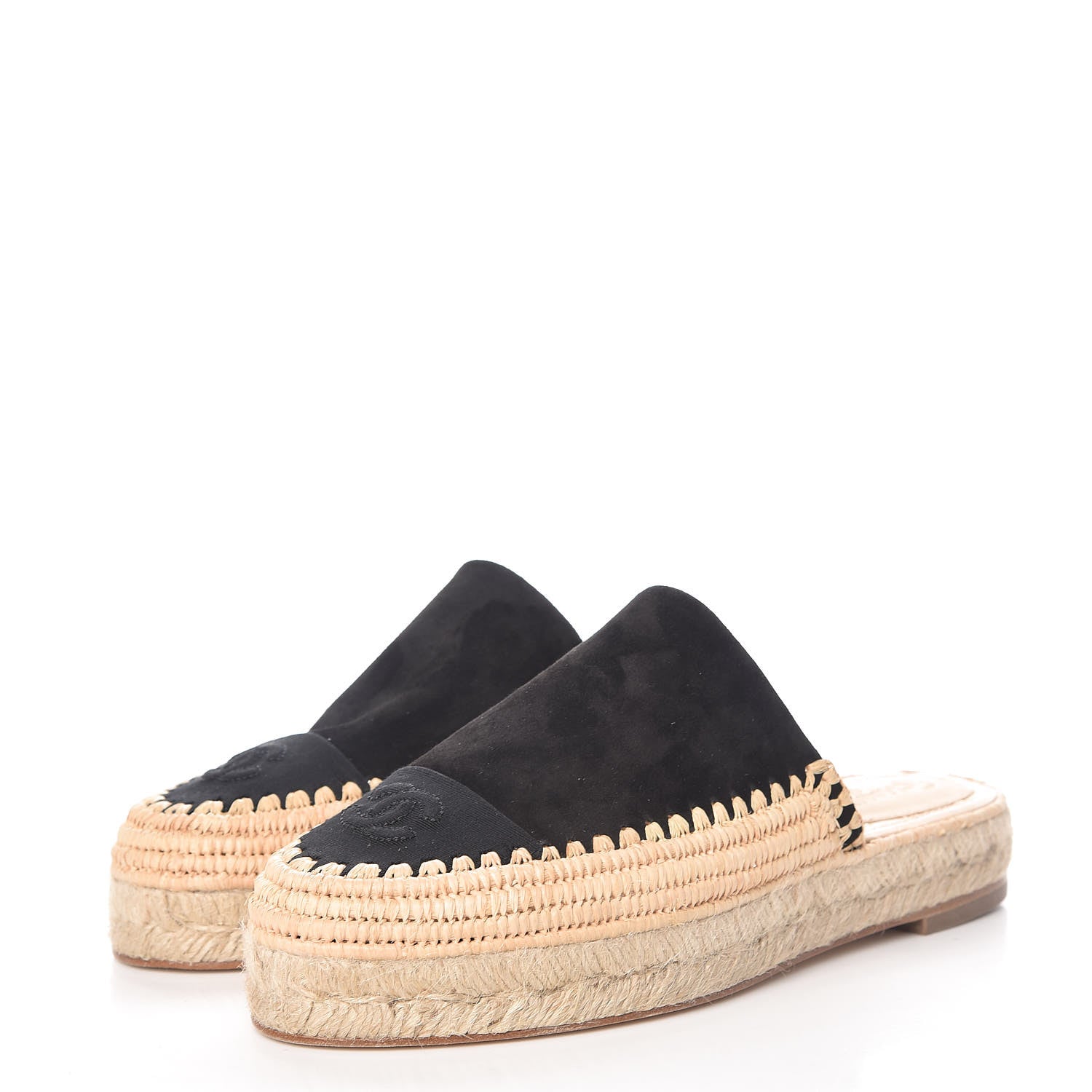 Chanel Suede Grosgrain CC Espadrilles 38 Black 3 of 9