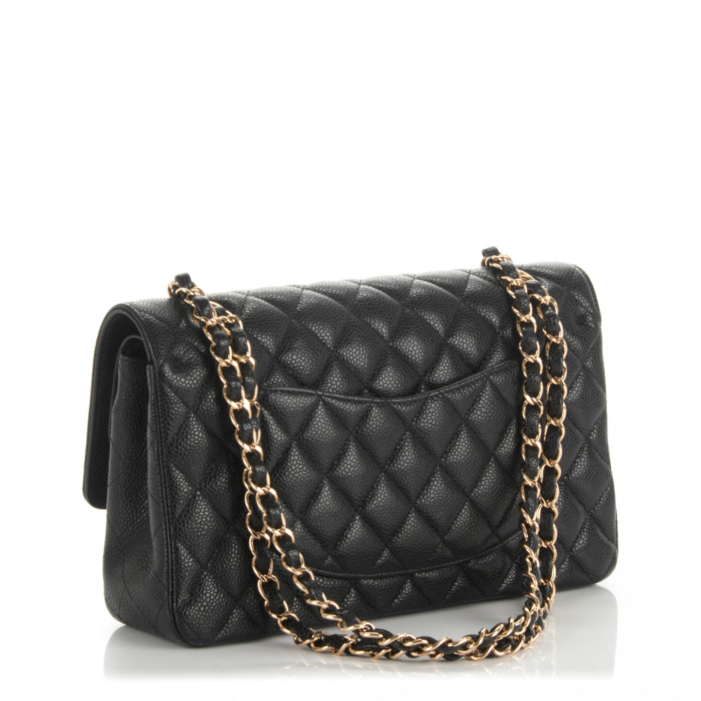Caviar Quilted Medium Double Flap Black