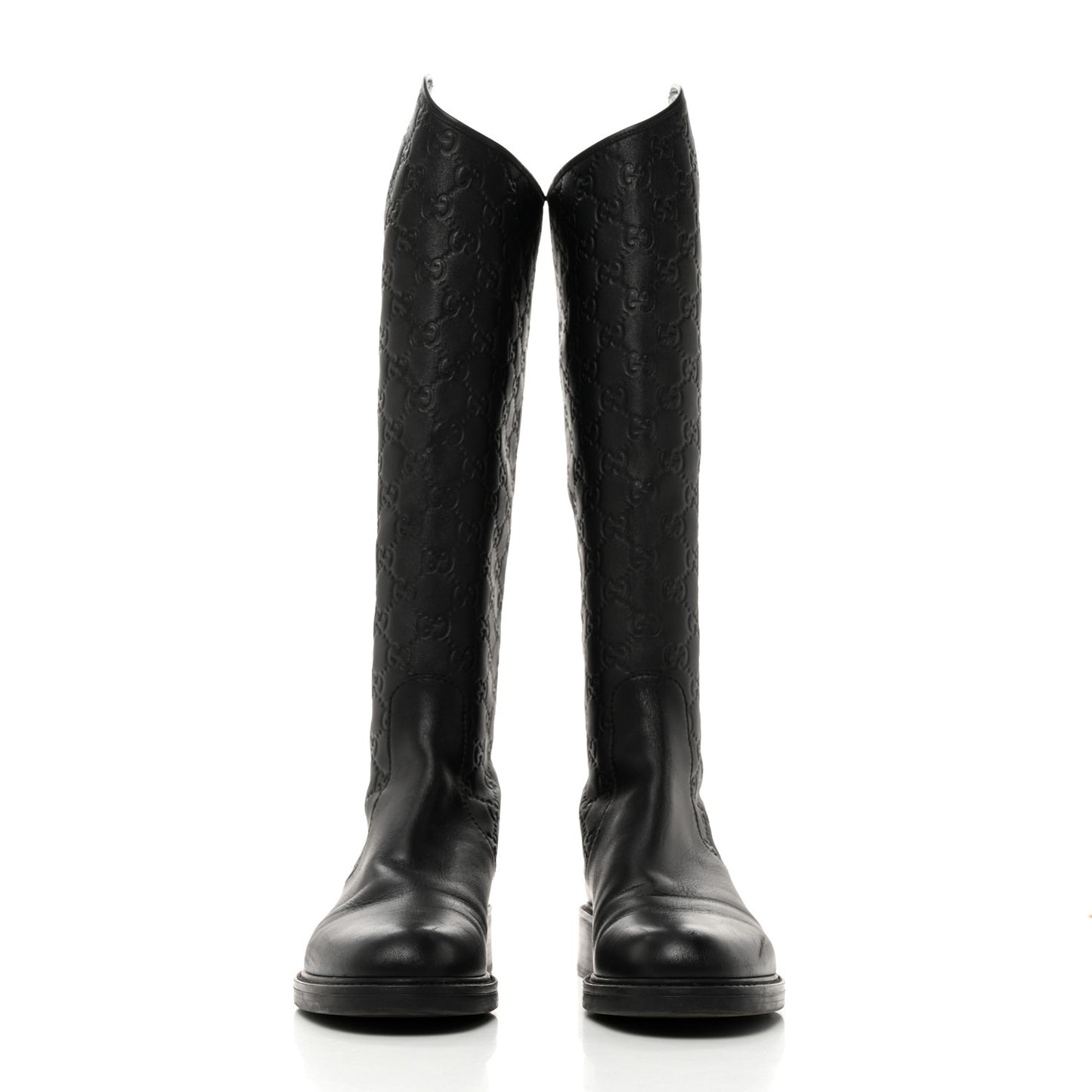 Guccissima Calfskin Miro Soft Knee High Riding Boots 37 Black