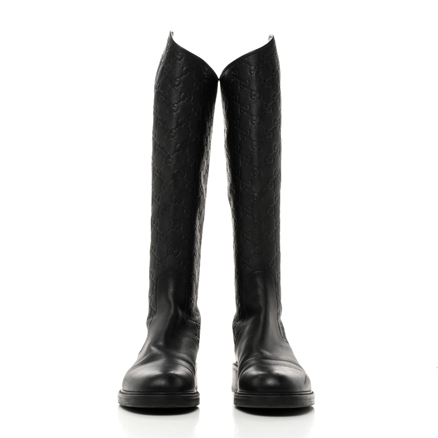 Gucci Guccissima Calfskin Miro Soft Knee High Riding Boots 37 Black 2 of 8