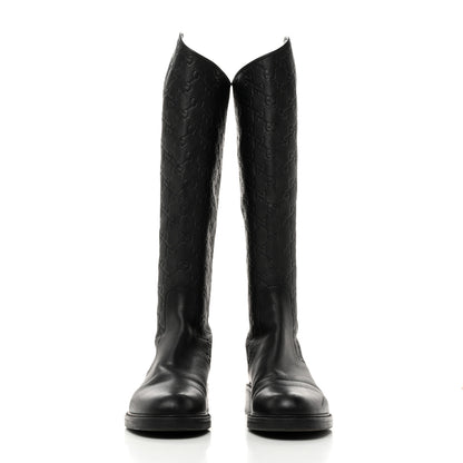 Gucci Guccissima Calfskin Miro Soft Knee High Riding Boots 37 Black 2 of 8