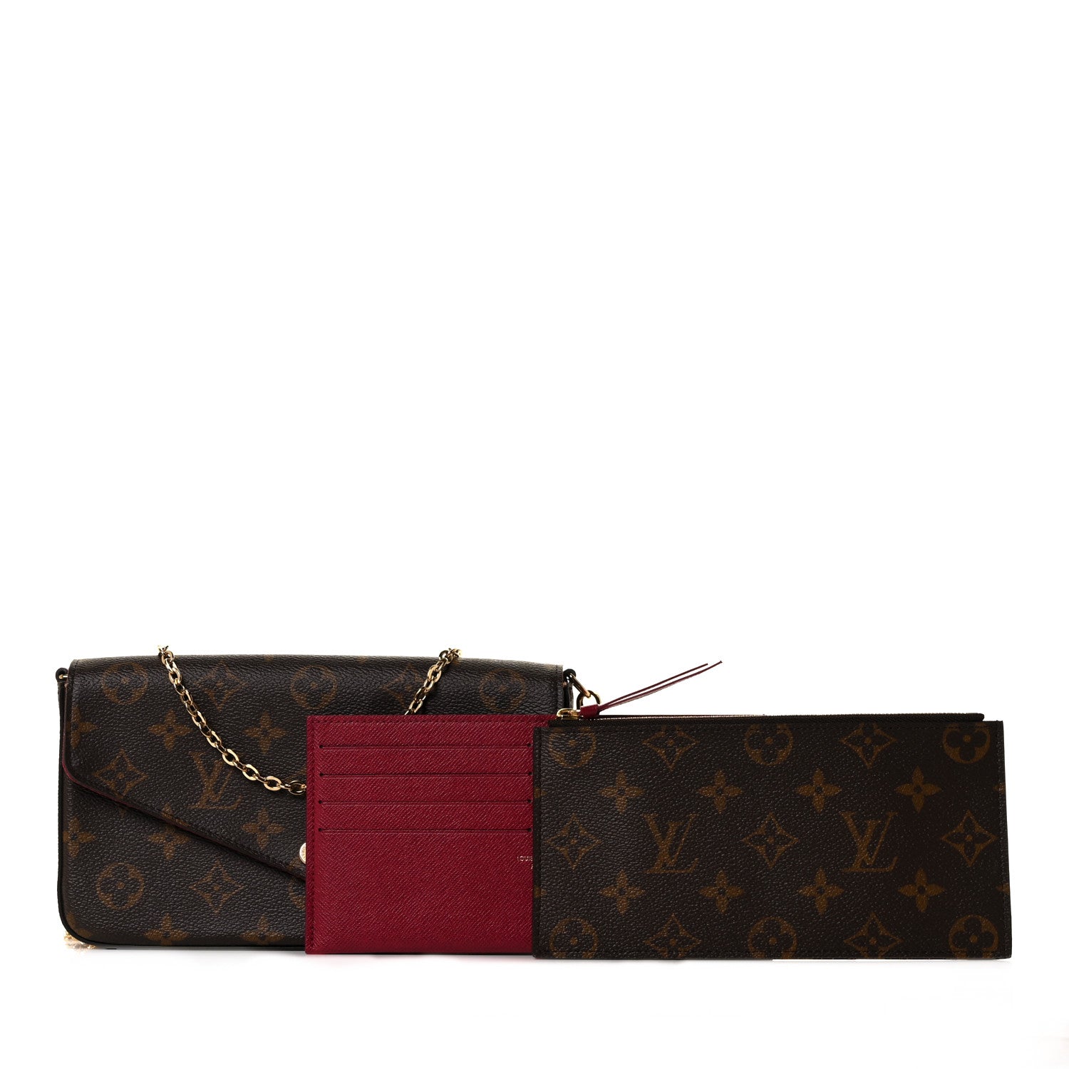 Louis Vuitton Monogram Pochette Felicie Chain Wallet Fuchsia 1 of 9
