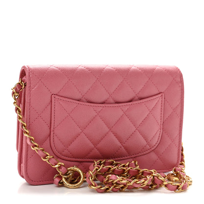 Chanel Caviar Quilted CC Turnlock Wallet On Chain WOC Pink 3 of 14