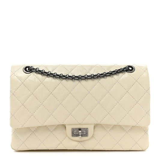 Distressed Patent Quilted 2.55 Reissue 226 Flap Ivory