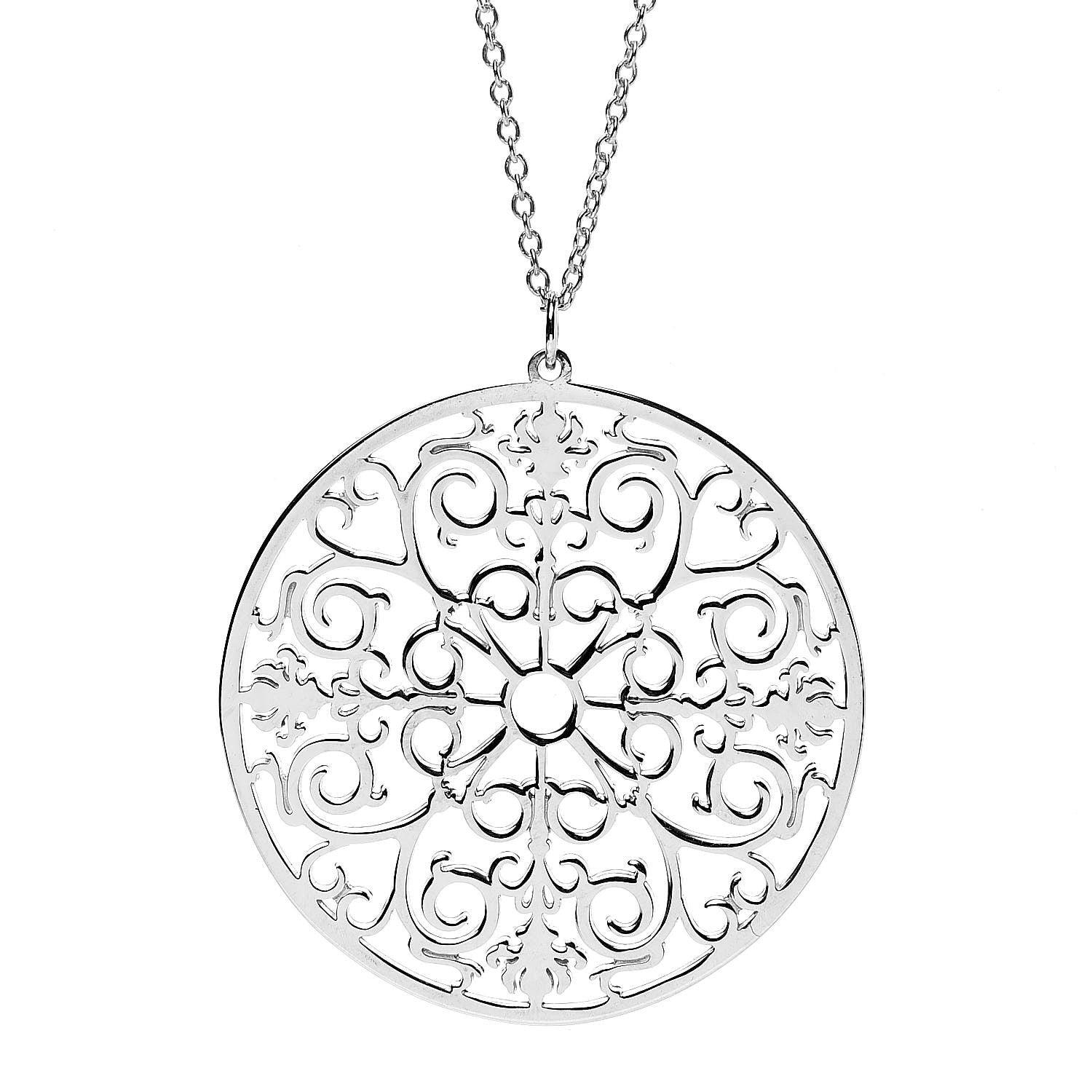 Tiffany Sterling Silver Enchant Round Medallion Pendant Necklace 4 of 7
