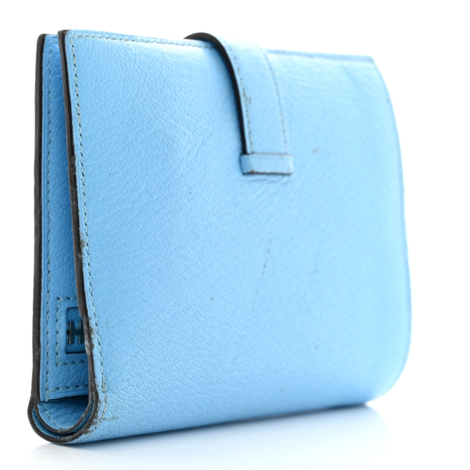 Hermes Chevre Mysore Bearn Compact Wallet Celeste 3 of 17