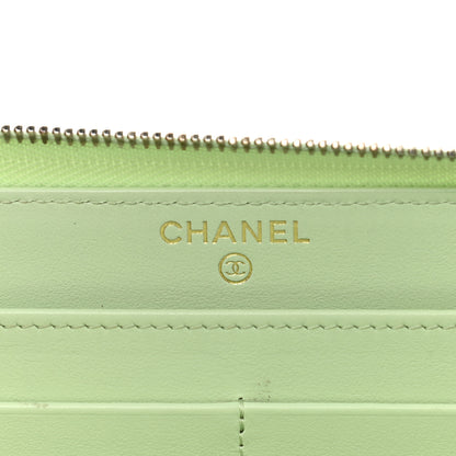 Chanel Caviar Quilted Large Gusset Zip Around Wallet Light Green 6 of 10