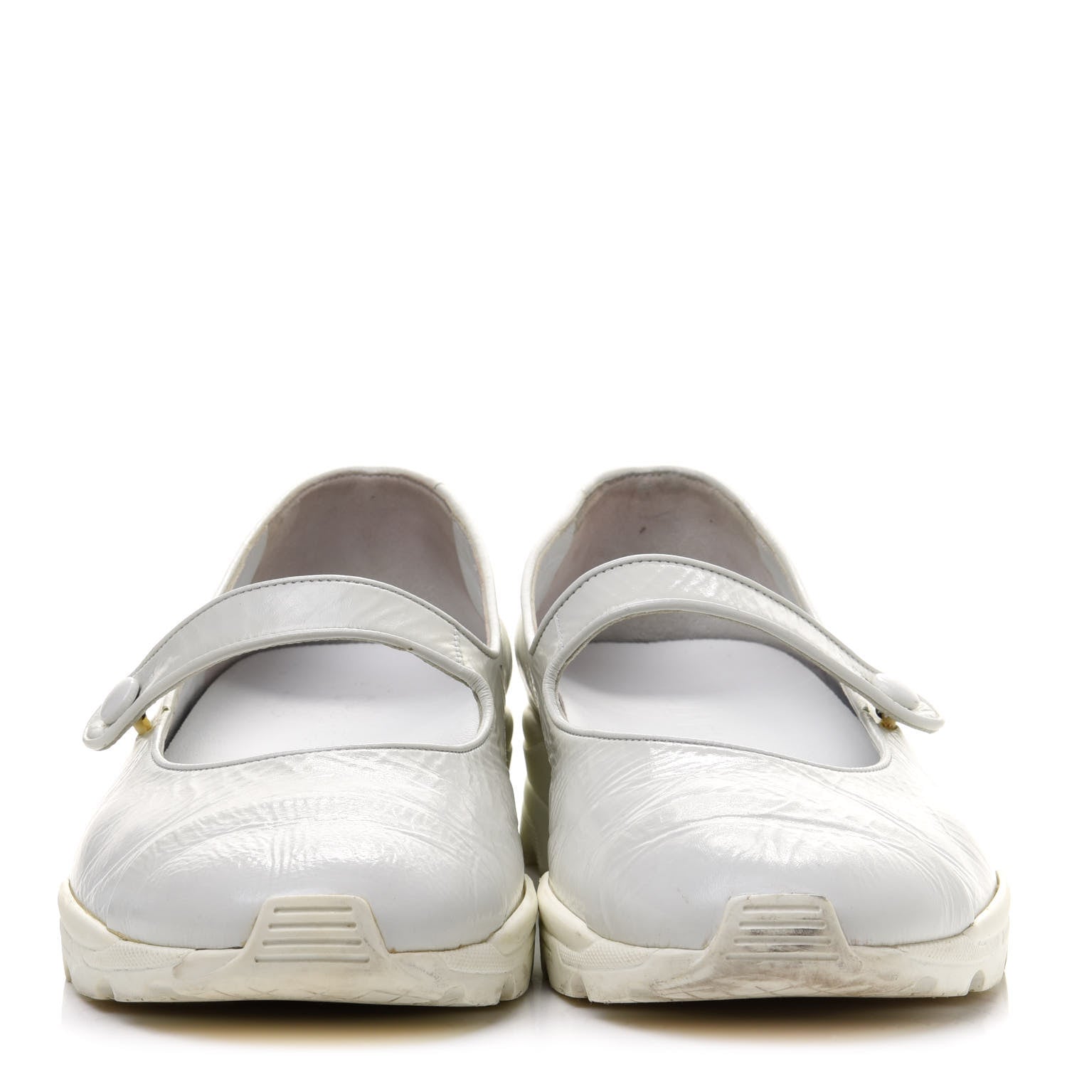 Chanel Patent Calfskin Mary Jane Strap Pumps 39.5 White 2 of 9