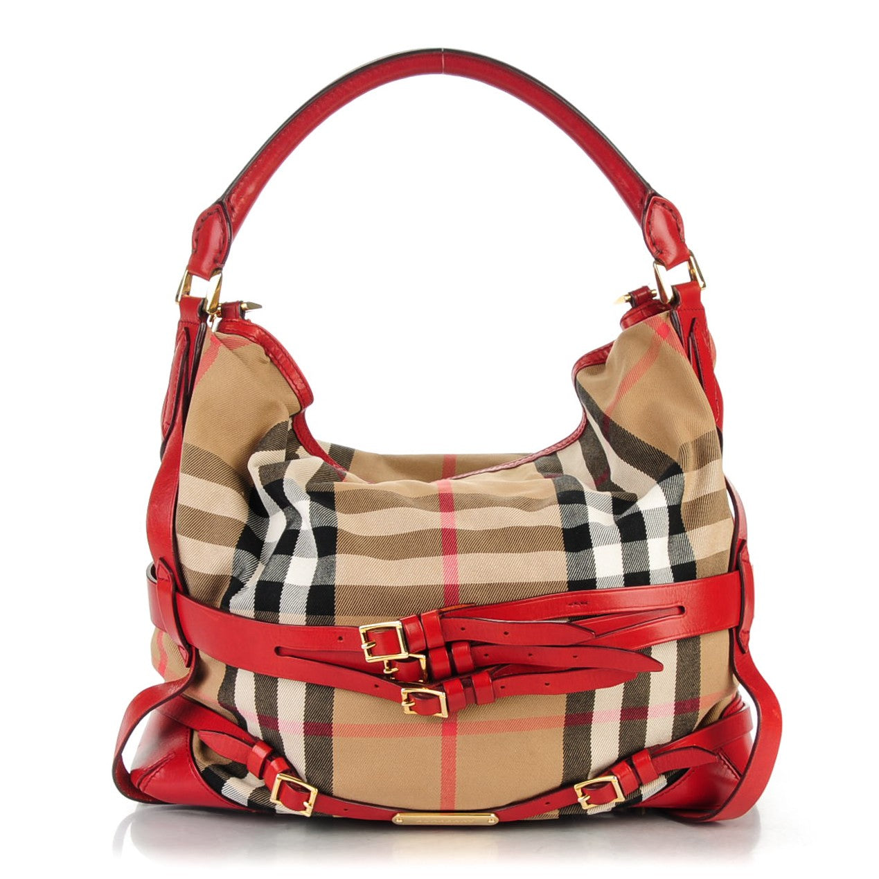 House Check Bridle Calfskin Medium Gosford Hobo Red