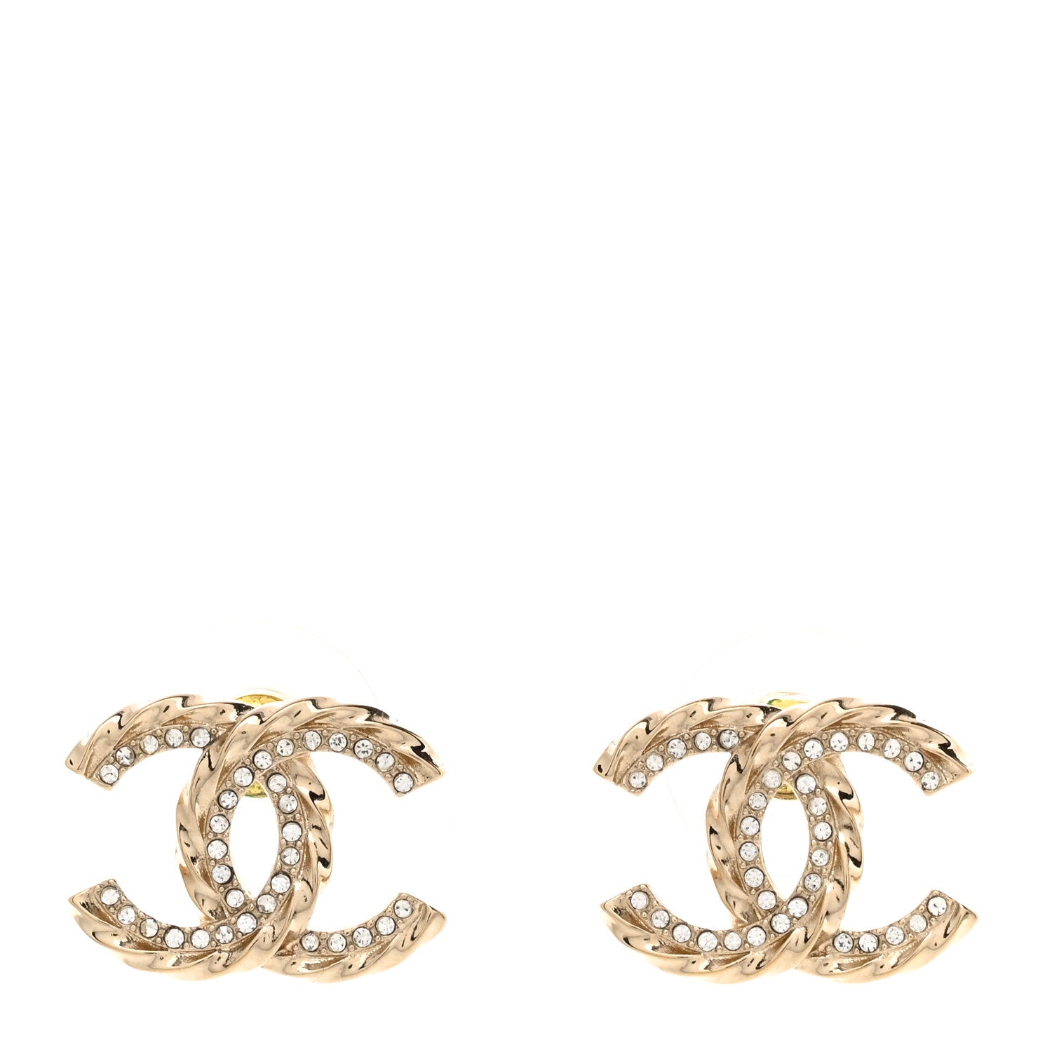 Chanel Crystal CC Earrings Gold 1 of 5