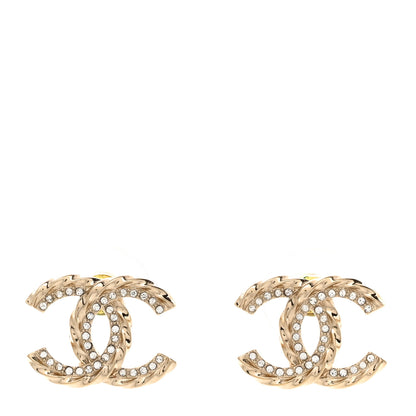 Chanel Crystal CC Earrings Gold 1 of 5