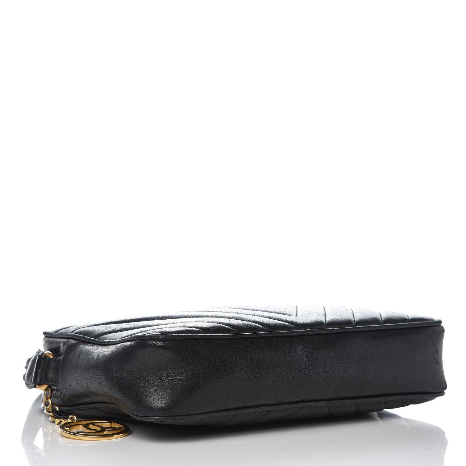 Chanel Lambskin Chevron Quilted Shoulder Bag Black 4 of 15