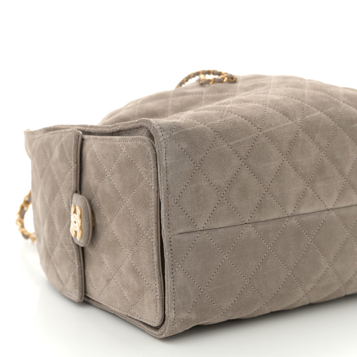 Suede Quilted Medium Chanel 25 Handbag Grey