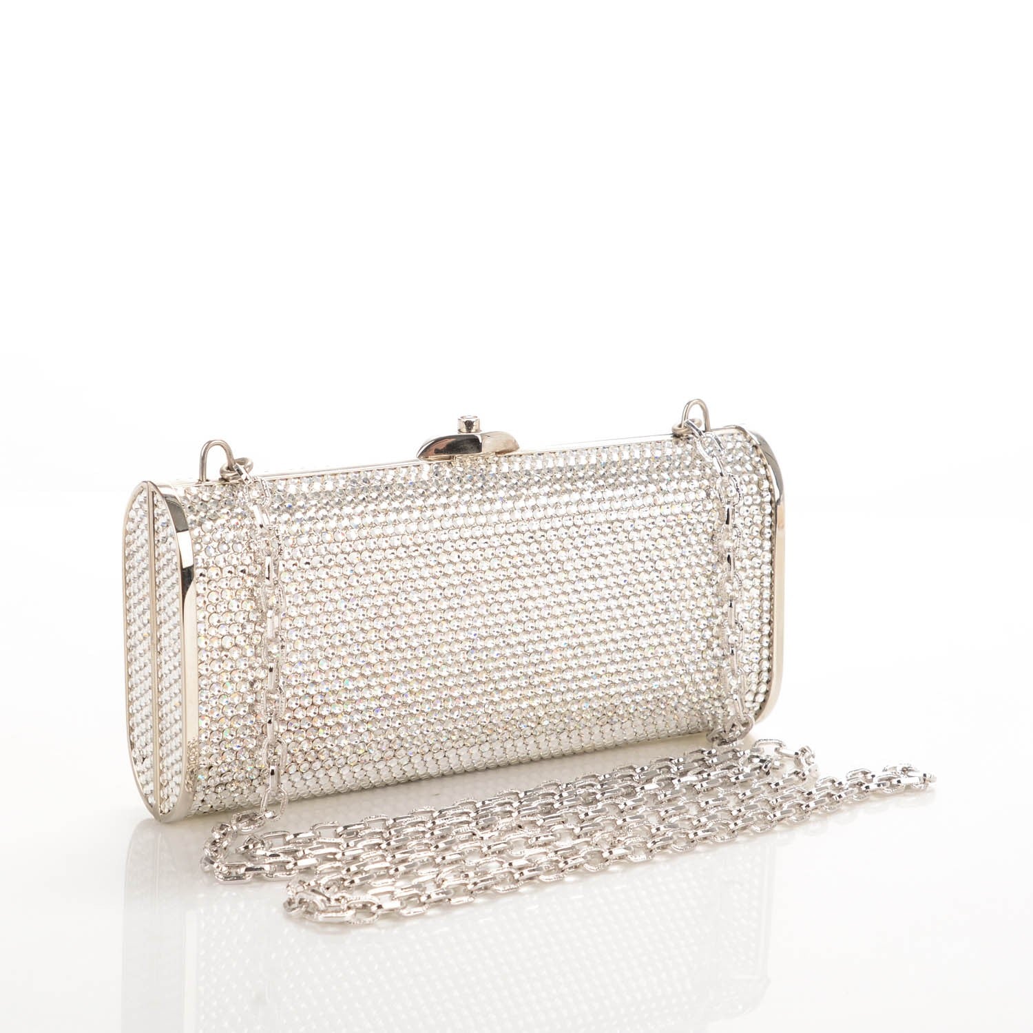 Judith Leiber Swarovski Crystal Minaudiere Clutch Silver 3 of 6