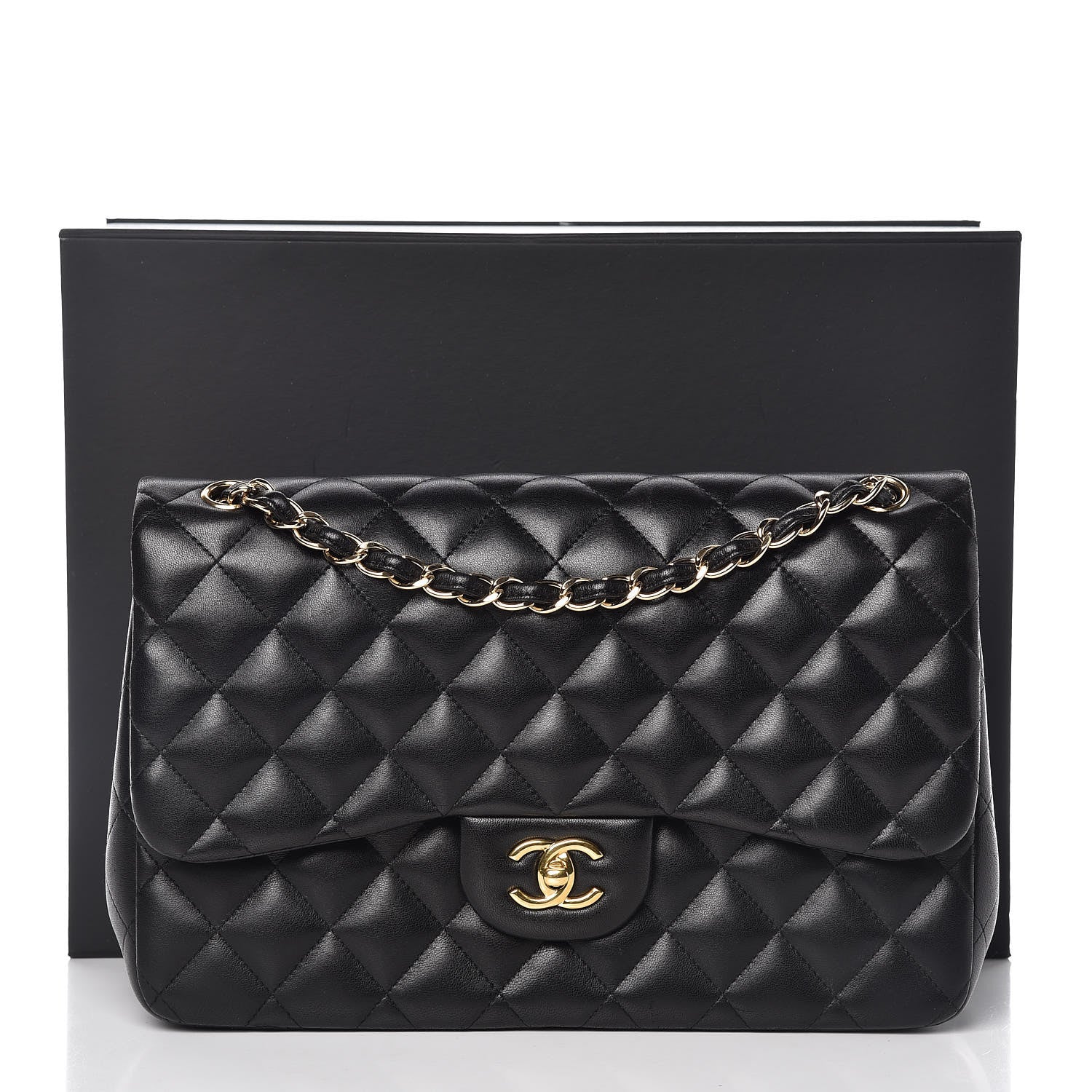 Chanel Lambskin Quilted Jumbo Double Flap Black 11 of 11