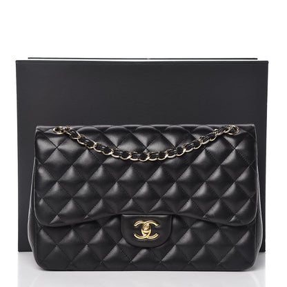 Chanel Lambskin Quilted Jumbo Double Flap Black 11 of 11