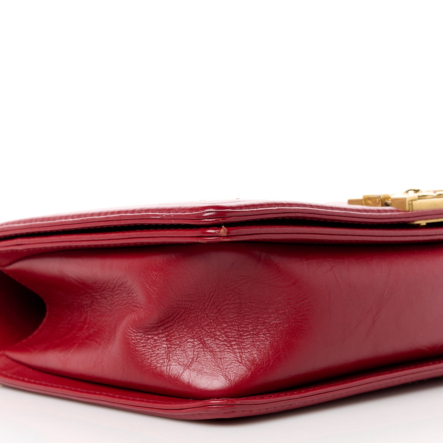 Aged Calfskin Quilted New Medium Jacket Boy Flap Dark Red