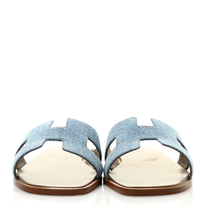 Hermes Denim Canvas Oran Sandals 39 Bleu Clair 2 of 8