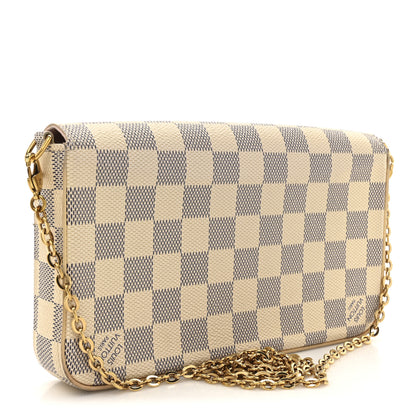 Louis Vuitton Damier Azur Pochette Felicie Chain Wallet Rose Ballerine 4 of 19