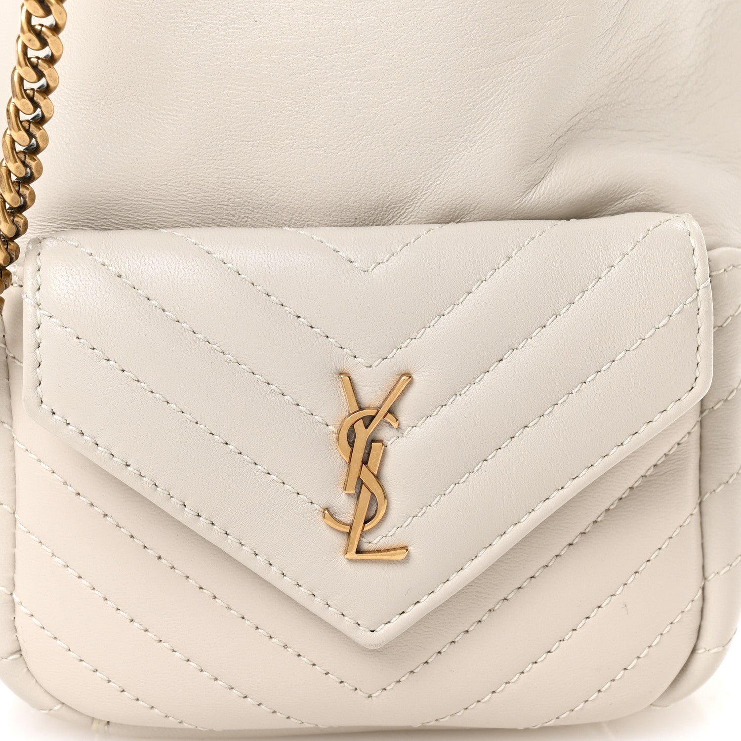 Saint Laurent Lambskin Matelasse Monogram Joe Nano Bucket Bag Crema Soft 8 of 10