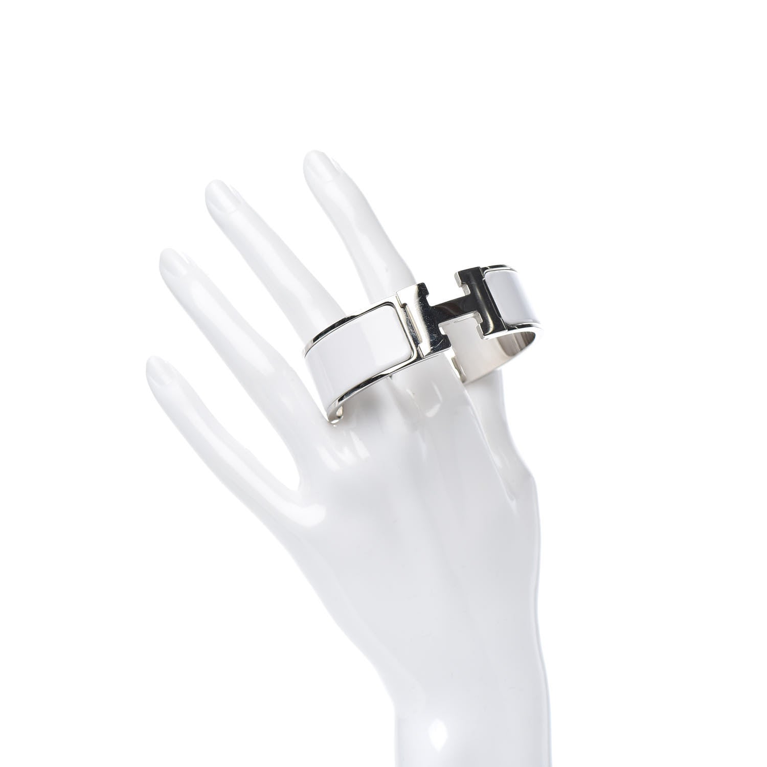 Hermes Enamel Wide Clic Clac H Bracelet GM White 2 of 5