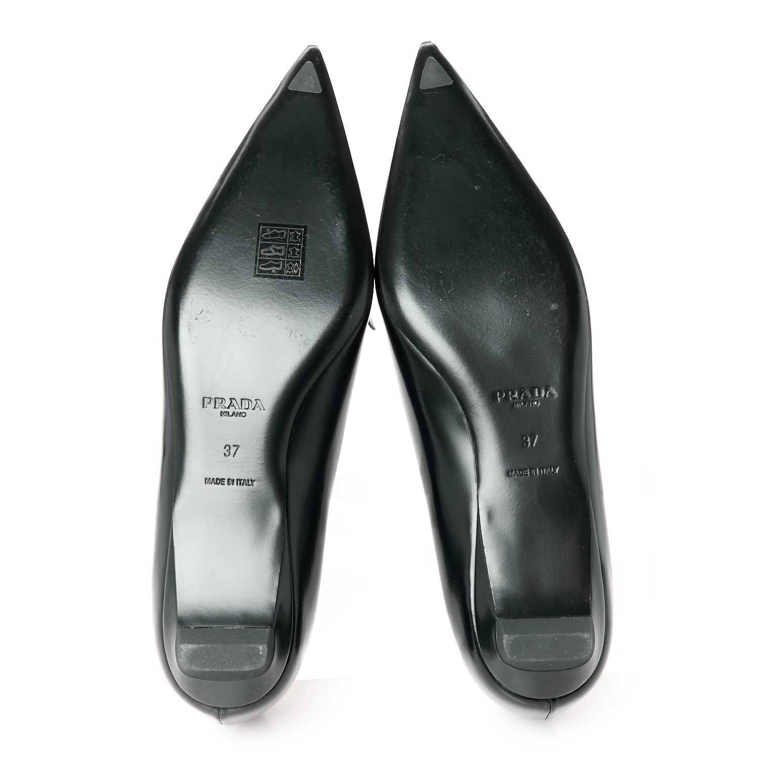 Prada Spazzolato Floral Applique Ballerina Flats 37 Black 6 of 8