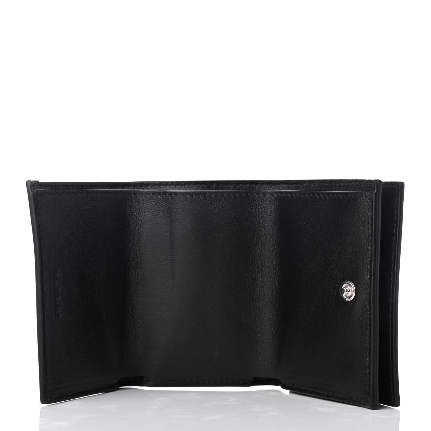 Smooth Calfskin Gradient Logo Mini Cash Tri-Fold Wallet Black Grey